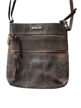 ESTALON Leather Crossbody Bag Purse Travel Bag with Zipper Pocket boho